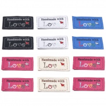 Polyester Label Tag For Clothing Rectangle Multicolor Heart Pattern 