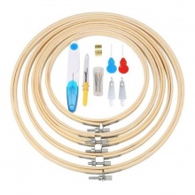 At Random - 5 Bamboo Coils Thread Embroidery Needle Set Embroidered Stitching Thread Kit DIY Sewing Accessories Tape Measure Floss Bobbins, 1 Set