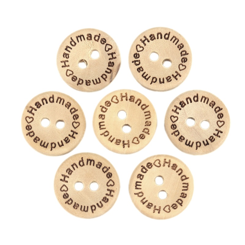 Wood Sewing Buttons Scrapbooking Two Holes Round Natural 15mm Dia., 100 PCs
