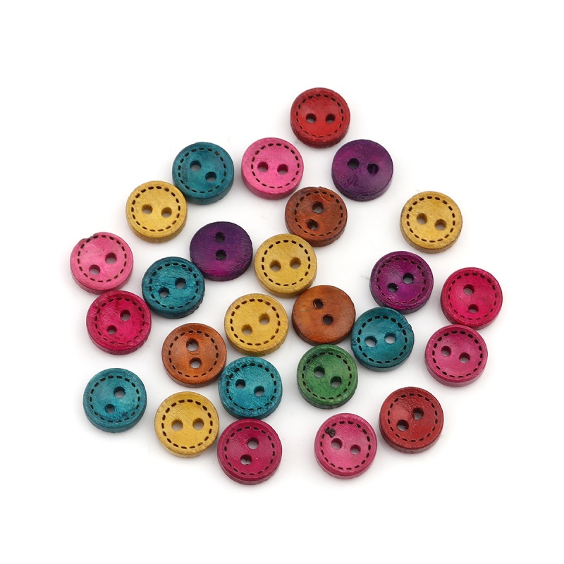 Wood Sewing Buttons Scrapbooking Two Holes Round At Random 10mm Dia., 200 PCs