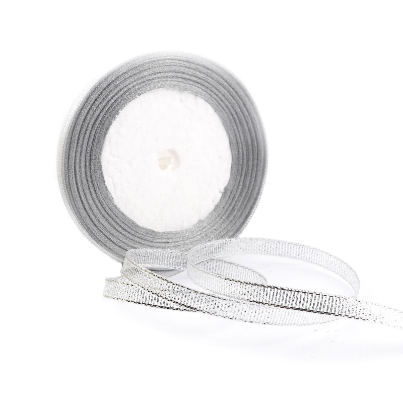 Polyester Satin Ribbon Silver Color 2mm, 1 Roll (Approx 22 M/Roll)