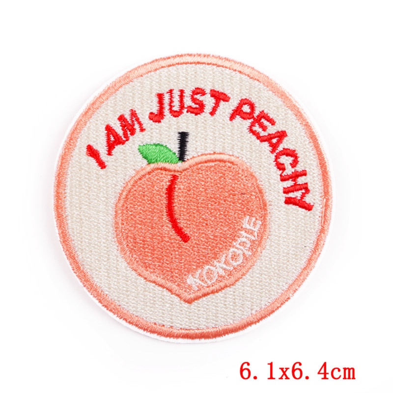 Polyester Iron On Patches Appliques (With Glue Back) DIY Sewing Craft Clothing Decoration Multicolor Round Peach Embroidered 6.4cm x 6.1cm, 2 PCs