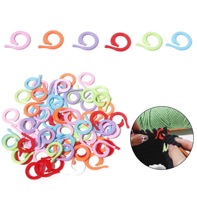 Plastic Knitting Stitch Markers Spiral At Random Color