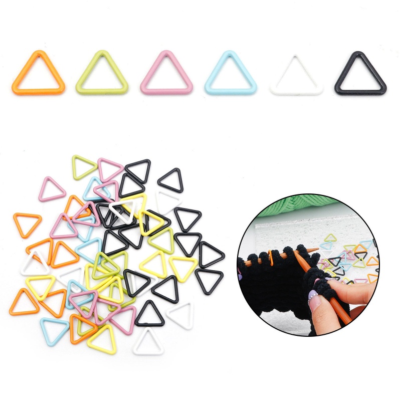 Zinc Based Alloy Knitting Stitch Markers Triangle Multicolor Painted 13mm x 12mm