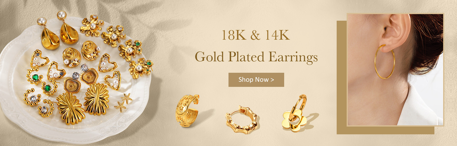 18K & 14K Gold Plated Earrings