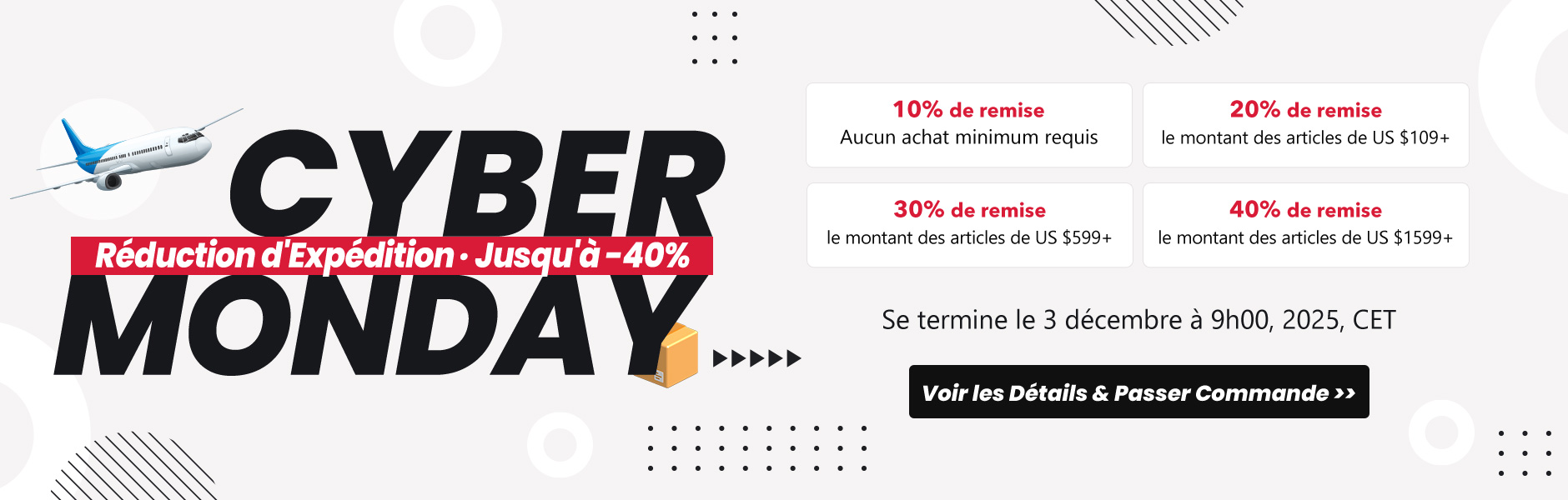 Black Friday Réduction d'Expédition