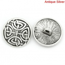 Costura Botón de Jeans Agujero Solo Aleación de Ronda,Plata Antigua 17mm Diámetro, 30 Unidades