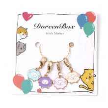 Zamak Knitting Stitch Markers Chapado en Oro Multicolor Oveja Esmalte 27mm x 14mm, 1 Juego ( 4Unidades/Juego)