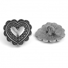 Zamak día de San Valentín Metal Shank Botón Corazón Plata Antigua Punto 27mm x 27mm, 3 Unidades