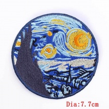 Terylene Apliques De Hierro Sobre Parches (Con Cola De Espalda) DIY Scrapbooking Craft Multicolor Ronda Pintura al óleo Bordado 7.7cm Dia., 2 Unidades