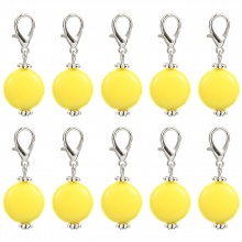 Aleación de metal de Zinc + Acrílico Knitting Stitch Markers Plata Antigua Amarillo Ronda 40mm x 16mm, 10 Unidades