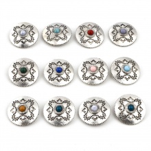 Aleación de Zinc del metal + Resina Bohemia Metal Shank Botón Dos Agujeros Ronda Plata Antigua Multicolor 29mm Dia, 3 Unidades