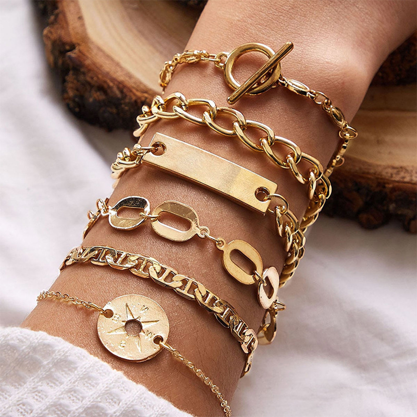 3Pcs/Set Femmes coquille de noix de coco Arbre Perles Croix Bracelet Bangle Fashion Jewelry 3Pcs/Set Femmes coquille de noix de coco Arbre Perles Croix Bracelet Bangle Fashion Jewelry