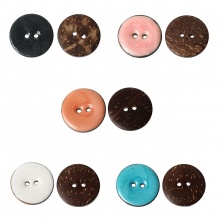 Buttons de Couture 2 Trous en Coquille de Coco Forme Rond Mixte Diamètre: 25mm, 10 Pcs