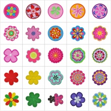 Patchs (Dos Avec Colle) DIY Scrapbooking Artisanat en Polyester Multicolore Fleurs Broderie 5 Pcs