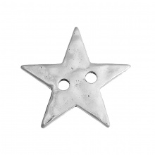 Lega di Zinco Metallo Bottone Stella a Cinque Punte Argento Antico Due Fori 21mm x 20mm 20mm x19mm, 20 Pz