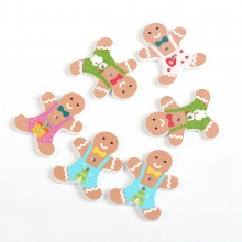 Tre-Laminati Bottone da Cucire Scrapbook Due Fori Ginger Bread Man di Natale A Random 30mm x 24mm, 50 Pz