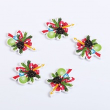Tre-Laminati Bottone da Cucire Scrapbook Due Fori Ghianda Multicolore Sonaglio Disegno 35mm x 25mm, 50 Pz