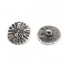 Lega di Zinco Metallo Gambo Bottone Tondo Argento Antico Fiore Disegno 19mm x 18mm, 20 Pz