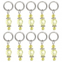 Lega di Zinco + Resina Marcatori di Punto a maglia Tono Argento Giallo 36mm x 12mm, 10 Pz