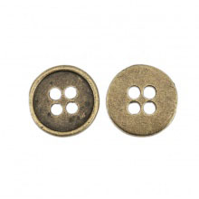Lega di Zinco Bottone da Cucire Metallo Bottone Tondo Tono del Bronzo Quattro Fori Senza Cadmio 13mm Dia, 9 Pz