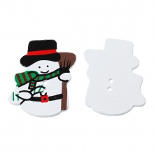 Legno Bottone da Cucire ScrapbookBottone Pupazzo Natale Bianco Due Fori 3.3cm x 29mm, 5 Pz