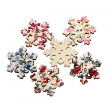 Legno Bottone da Cucire ScrapbookBottone Natale Fiocco di Neve A Random Due Fori Fiore Disegno 30mm x 26mm, 5 Pz