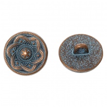 Lega di Zinco Gambo Bottone Metallo Bottone Tondo Ossido di Rame Single hole Fiore Disegno 15mm Dia, 50 Pz
