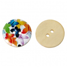 Legno Bottone da Cucire ScrapbookBottone Tondo Multicolore Due Fori Farfalla Disegno 25mm Dia, 2 Pz