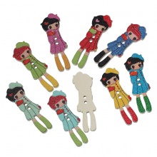 Legno Bottone da Cucire ScrapbookBottone Ragazza A Random Due Fori 3.5cm x 12mm, 9 Pz