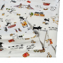 Cotone & Lino Tessuto Multicolore Gatto Forma 150cm x 100cm , 1 M