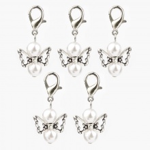 Lega di Zinco Insetto Marcatori di Punto a maglia Angelo Argento Antico Bianco 38mm x 18mm, 5 Pz