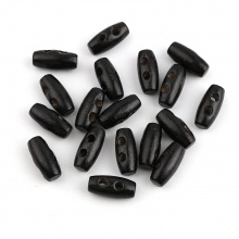 Legno Bottone di Ginocchiera Scrapbook Due Fori Barile Nero 16mm x 7mm, 100 Pz