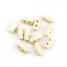 Legno Bottone di Ginocchiera Scrapbook Due Fori Barile Naturale 16mm x 7mm, 100 Pz