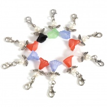 Lega di Zinca + Acrilato Marcatori di Punto a maglia Angelo Argento Antico A Random Imitata Perla 3.7cm x 2.4cm, 10 Pz
