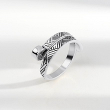 Rame Utensili Per Maglieria Accessori All'uncinetto Anello Per Dito Estrattore Per Dito Argento Antico Striscia Regolabile 17.3mm, 3 Pz