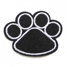 Non Tessuti Memoriale dell'animale Rattoppo (Con la colla posteriore) DIY Scrapbooking Craft Nero Artiglio Della Zampa di Cane Ricamo 5.1cm x 4.2cm, 2 Pz