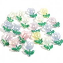 Acrilato Gambo Bottone Fiore del Tulipano A Random Madreperla 3.9cm x 2.8cm, 10 Pz