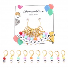 Rame & Acrilico Marcatori di Punto a maglia 0-9 Oro Placcato A Random Numero 3.1cm x 1.1cm, 1 Serie （ 10 PCs/Set)