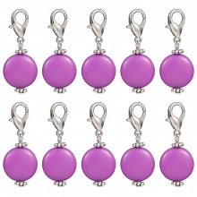 Lega di Zinca + Acrilato Marcatori di Punto a maglia Argento Antico Viola Scuro Tondo 40mm x 16mm, 10 Pz