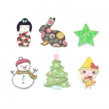 Legno Bottone da Cucire ScrapbookBottone Ragazza A Random Due Fori Nulla Disegno 3.2cm x 20mm, 50 Pz