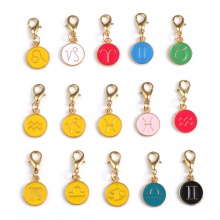 Lega di Zinco Marcatori di Punto a maglia Tondo Oro Placcato Multicolore Costellazione 29mm x 12mm, 1 Serie （ 12 PCs/Set)