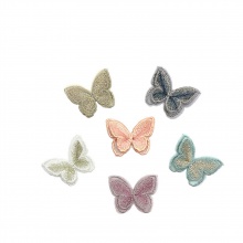 Stoffa Applique DIY Scrapbooking Craft Multicolore Farfalla Pizzo 4.5cm x 3.5cm, 5 Pz