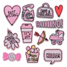 Stoffa Patch Autoadesive Appliques DIY Scrapbooking Craft Rosa 5 Pz
