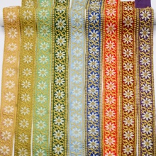 Poliestere Etnico Nastro in Tessuto Jacquard Multicolore Fiore Ricamo 4cm, 10 Yard