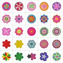 Poliestere Rattoppo (Con la colla posteriore) DIY Scrapbooking Craft Multicolore Fiore Ricamo 5 Pz