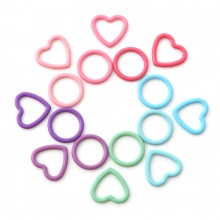 Lega di Zinco Marcatori di Punto a maglia Cuore Multicolore Tondo 12.5mm, 13mm x 12mm, 1 Serie （ 32 PCs/Set)